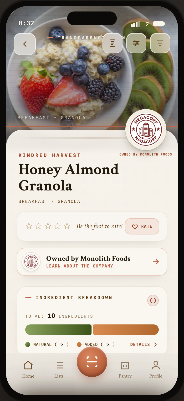 Product page showing the parent company