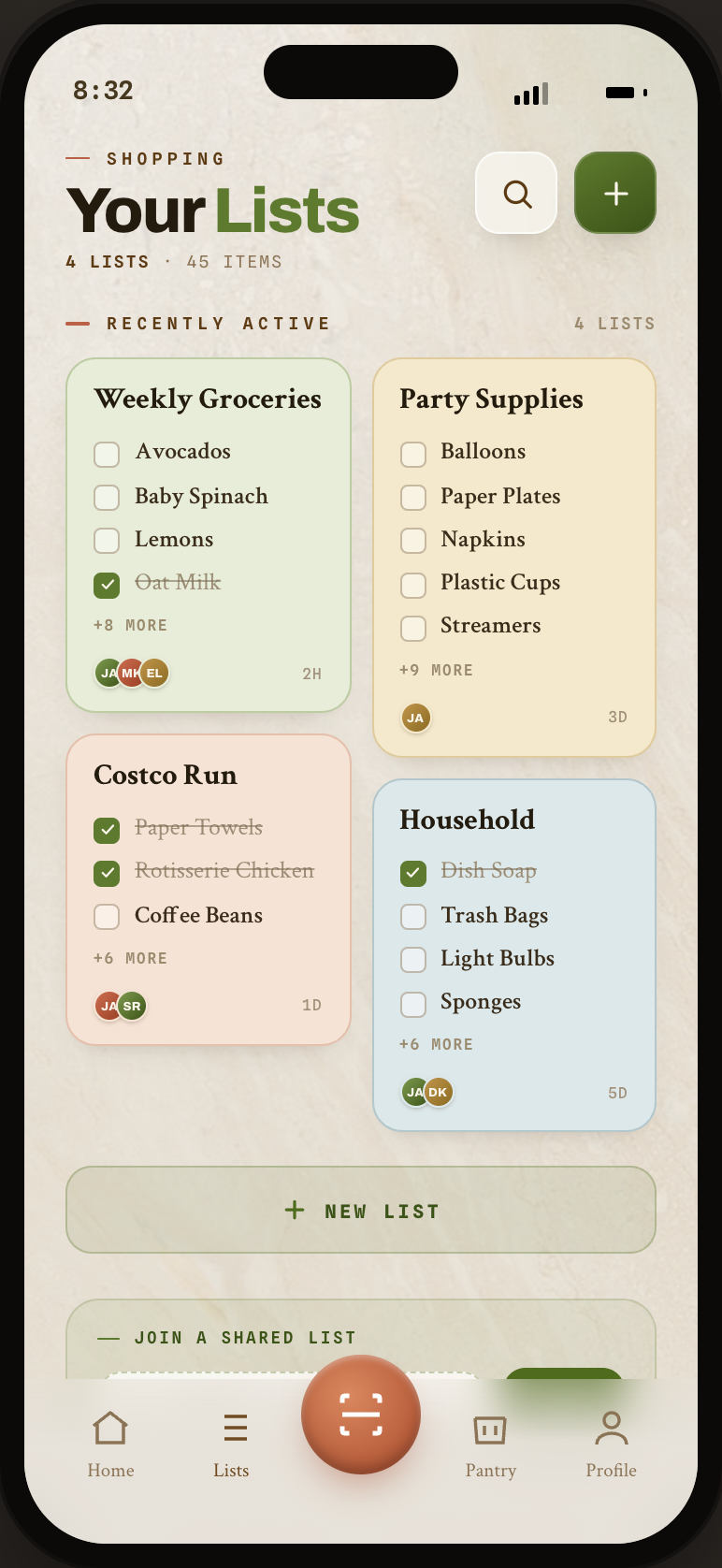 The shared household shopping list